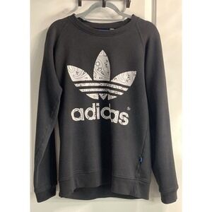 ADIDAS Mens M Jumper Cotton Blend Pullover Sweater Relaxed Fit Paisley